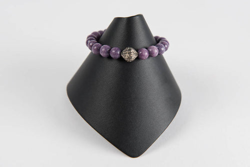 Purple agate with pave diamond bead