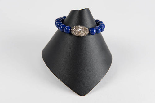 Lapis with pave diamond bead