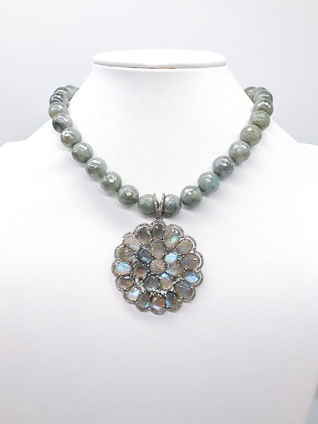 Pave Diamond, Labradorite Necklace