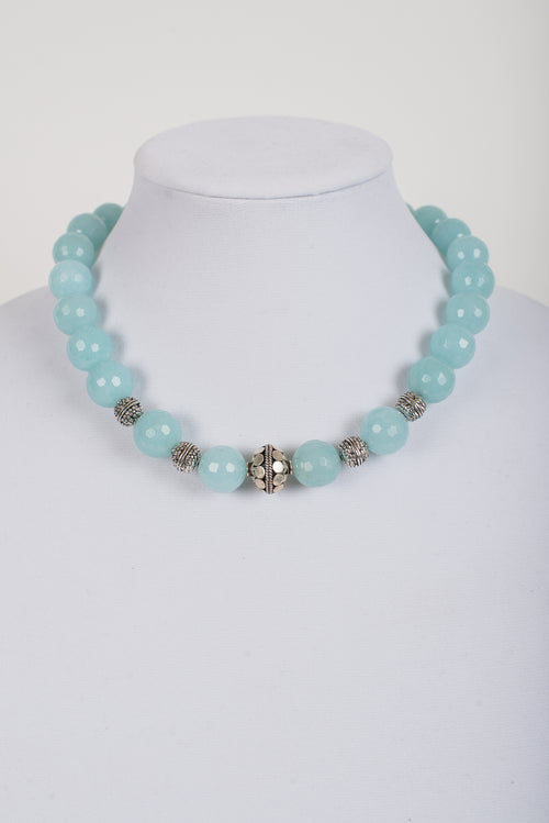 Chalcedony Beads with Sterling Silver Accents