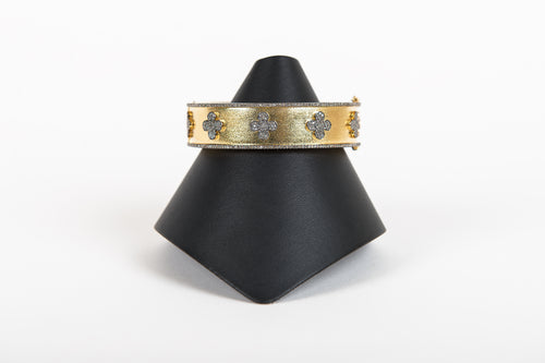 Pave Diamond Lotus Vermeil Bangle Bracelet