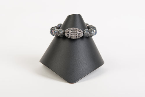 White topaz focal bead with ab labradorite