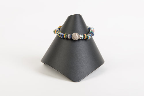 Pave diamond and hand painted ceramic